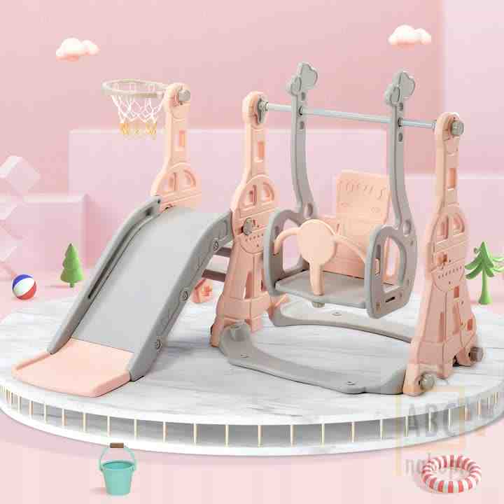 Garden-4-in-1-children-s-slide-swing-pink (1)